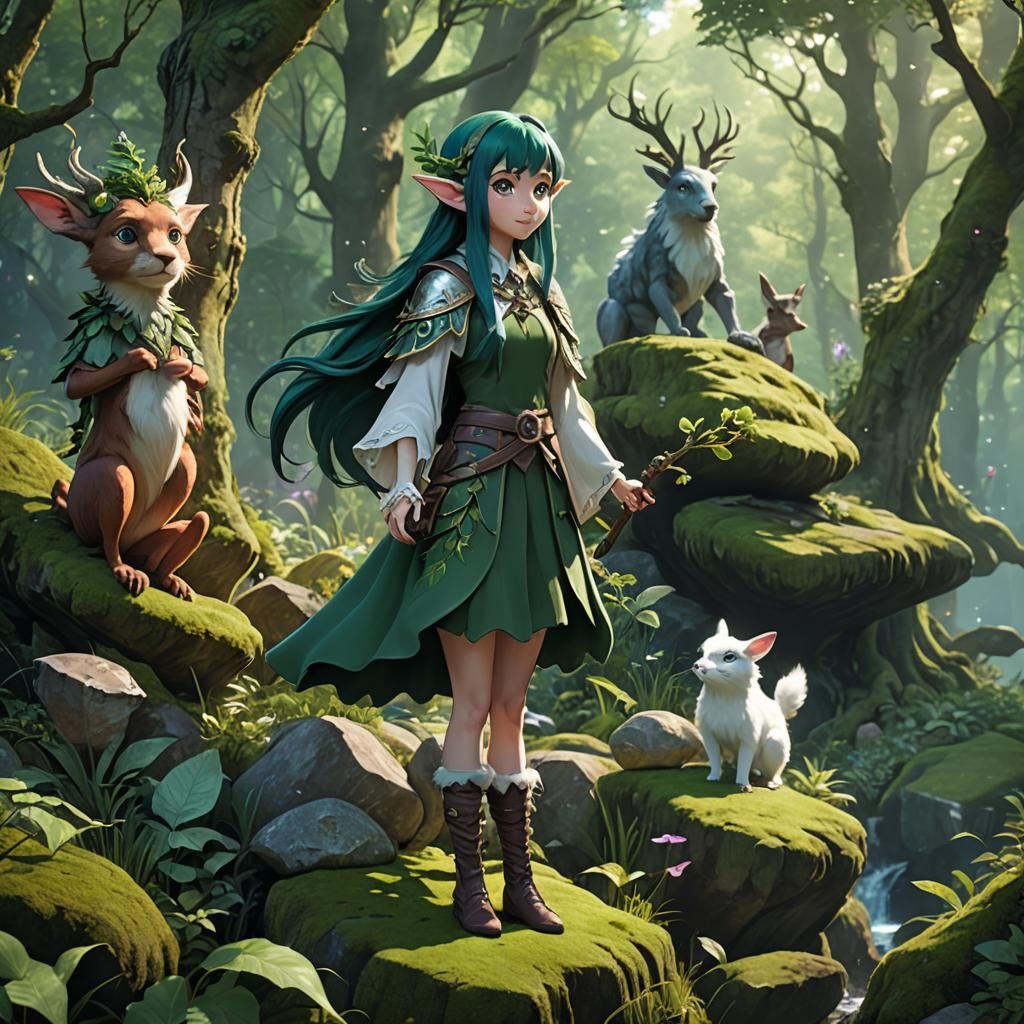 Elf Conducts Animal Orchestra in 3D Anime Forest