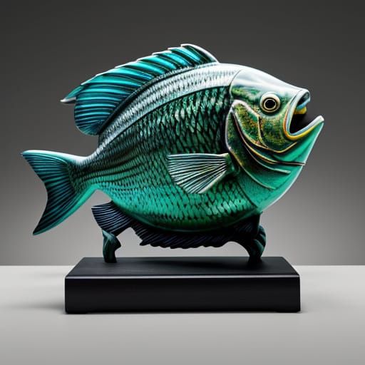 Hyperrealistic Jade Sea Bream Sculpture in Stunning HDR