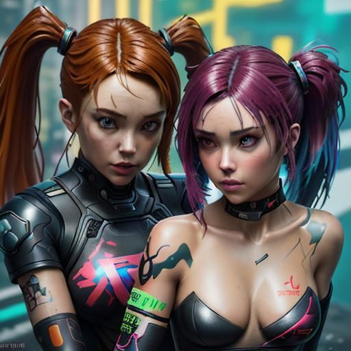 Anime Girl Nintendo Switch in Cyberpunk Style