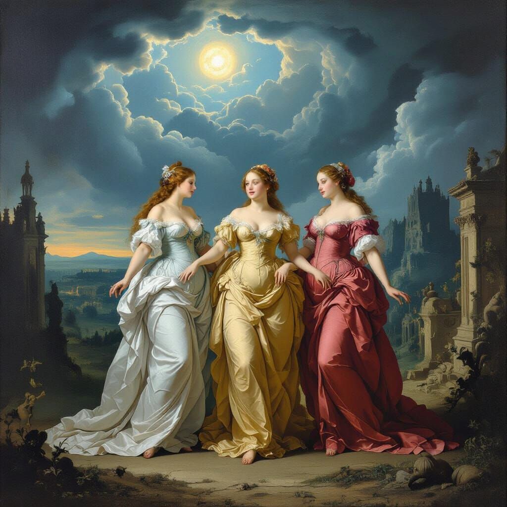 Renaissance Baroque Night Scene with Heroic Figures