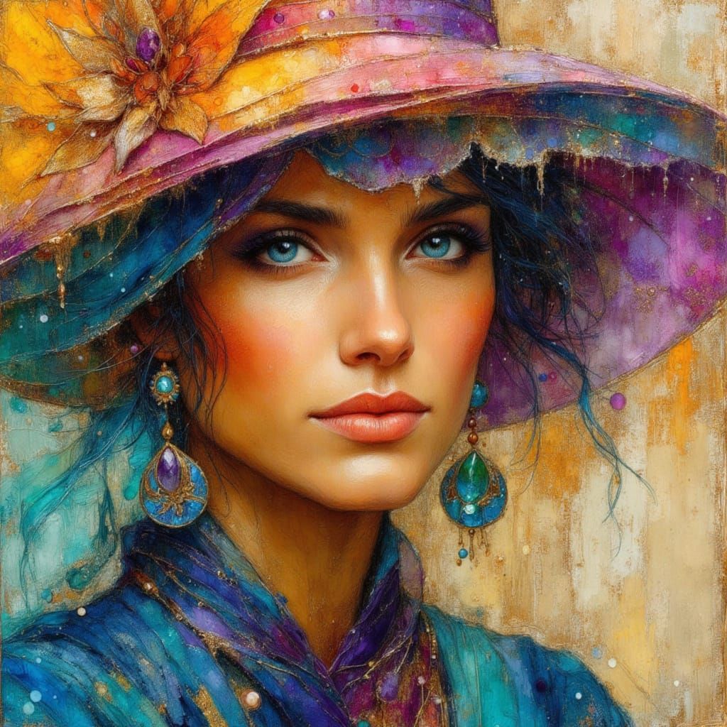 Elegant Tuareg Princess in Oil with Dry Brush