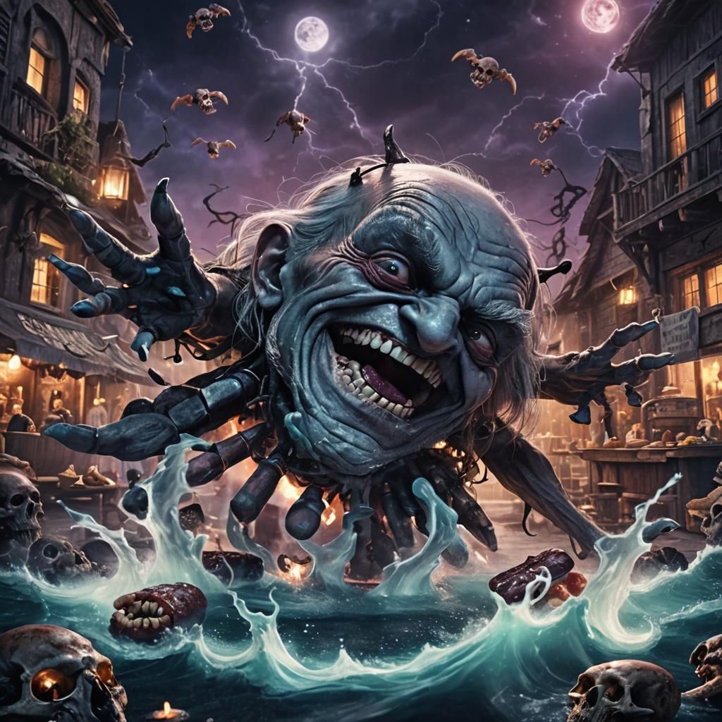 Horror Portrait with Cosmic Sky, Digital Matte Painting