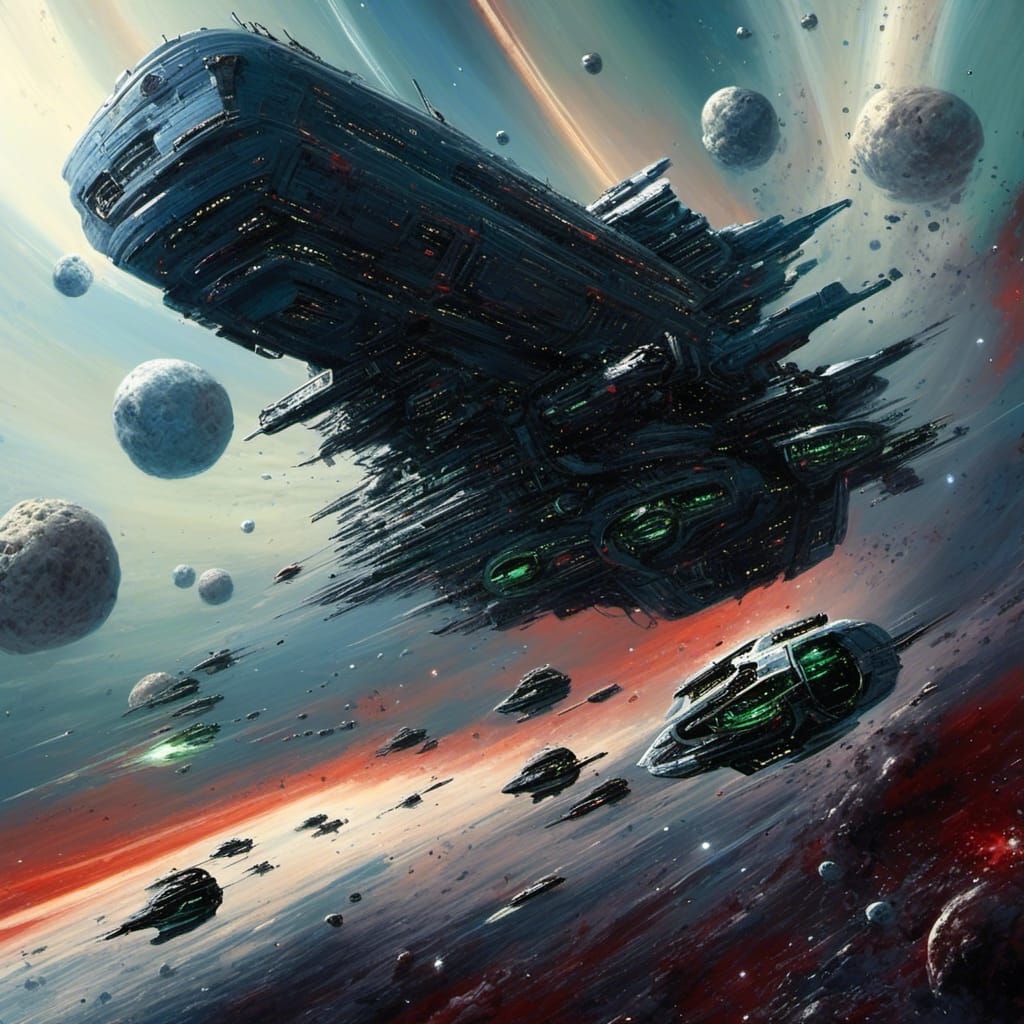 Epic Space Battle in Comic Style