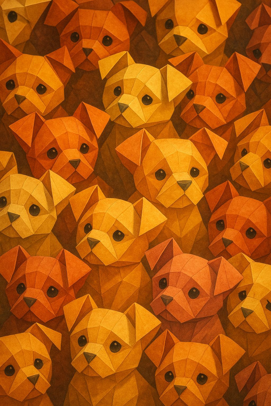 Origami Puppies and Cats Crowd Frame