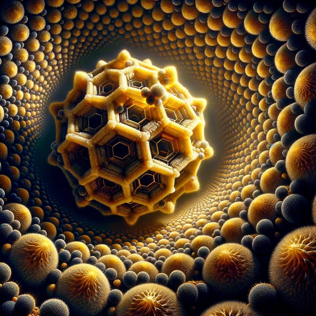 Microscopic Pollen Dodecahedrons Under Dramatic Light