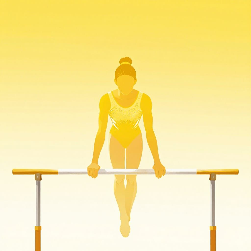 Minimalist Yellow Gymnast on Uneven Bars