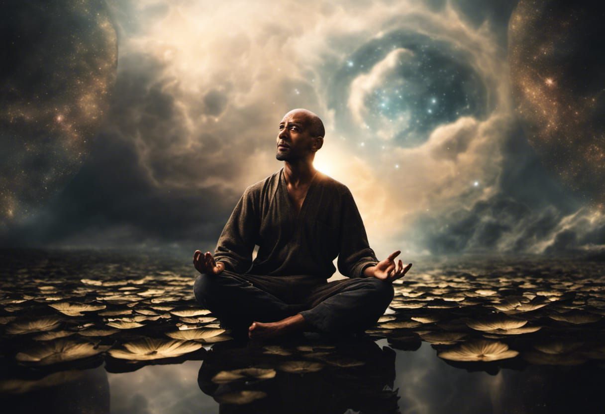 Man Communicating with Divine Energy in the Universe