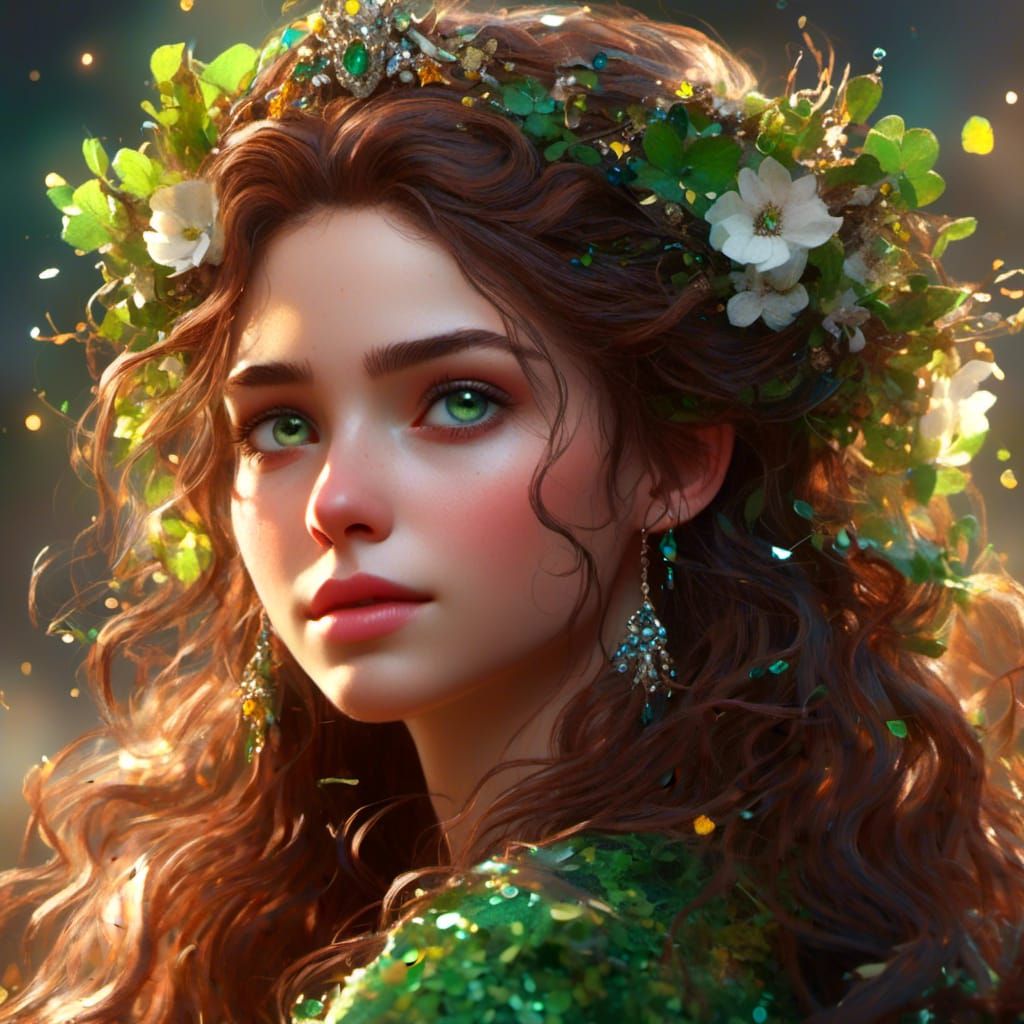 Beautiful Woman Portrait in Art Nouveau Style