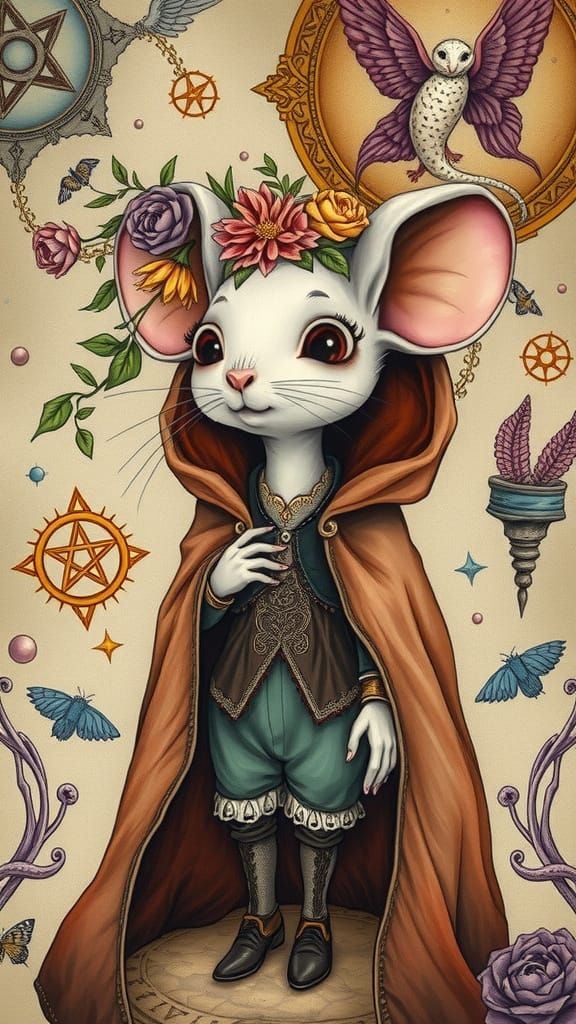 Shy Mouse in Mystic, Dreamlike Environment