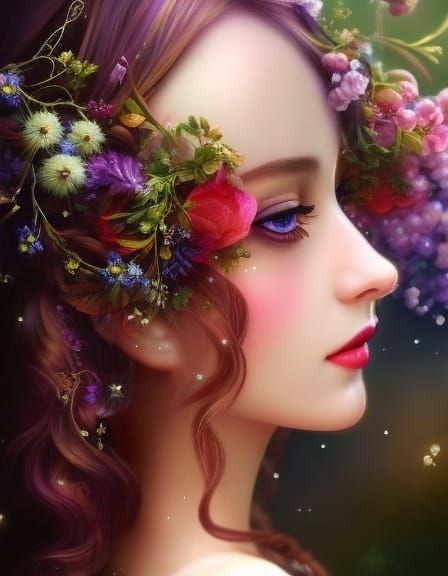 Enchanting Princess in Fairy Garden at Sunrise