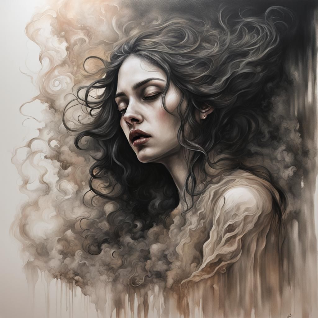 Tragic Gothic Female Figure in Acrylics