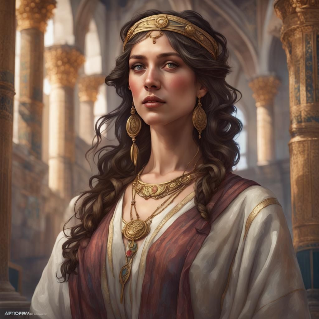 First Century Jewish Woman Portrait in Art Nouveau Style