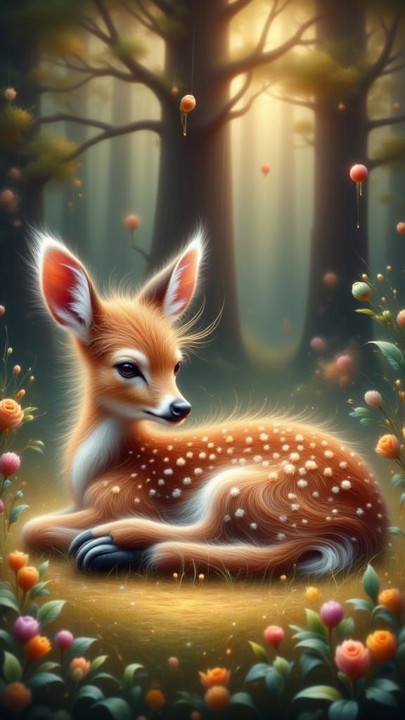 Whimsical Fantasy Deer in Ethereal Landscape