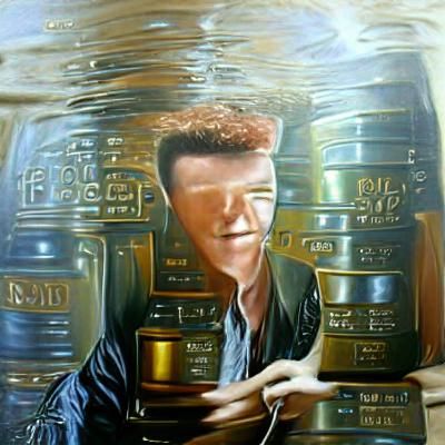 Rick Astley Portrait in Oil Paint Style
