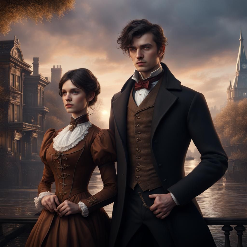 Victorian Couple: Detailed Fantasy Concept Art