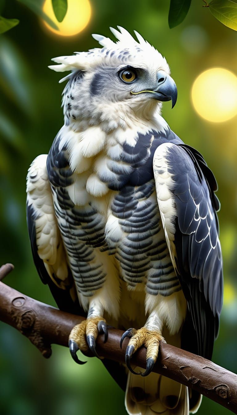 Majestic Harpy Eagle in Vibrant Digital Oil Painting