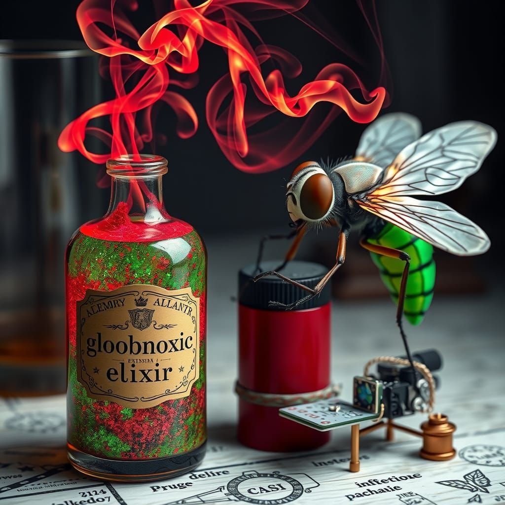 Glowing Elixir in a Vintage Apothecary Bottle