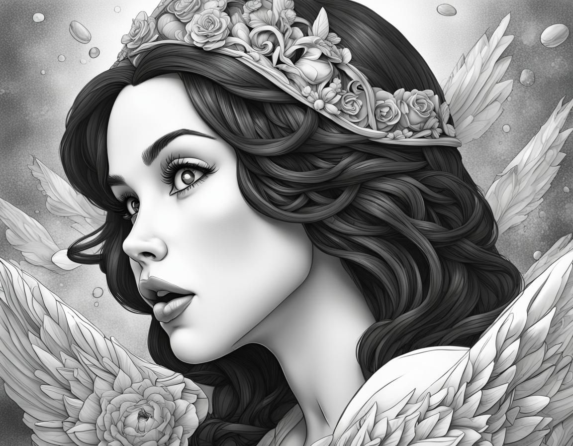 Snow White and Seven Dwarfs Line Art