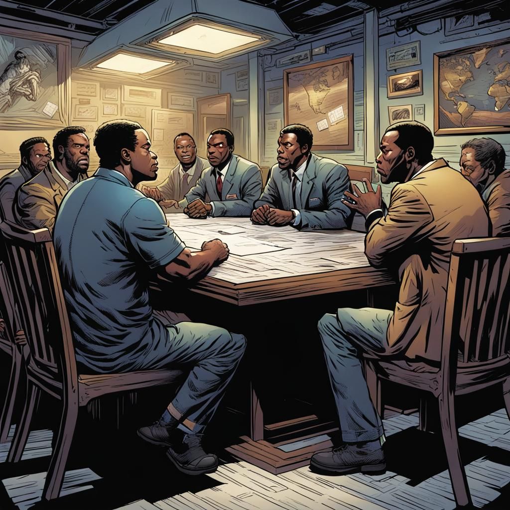 Comic Book Style Racist Meeting Illustration