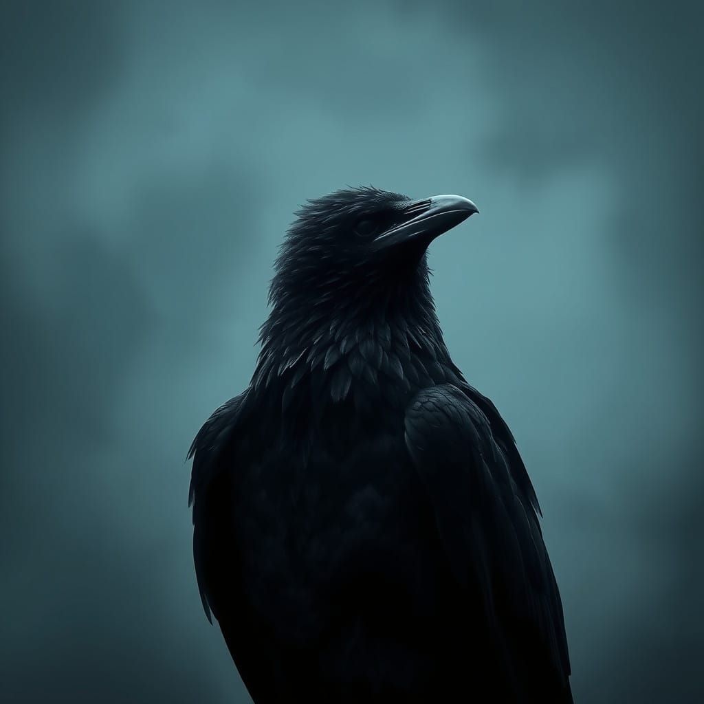 Mysterious Raven in Shadowy Hyperrealism