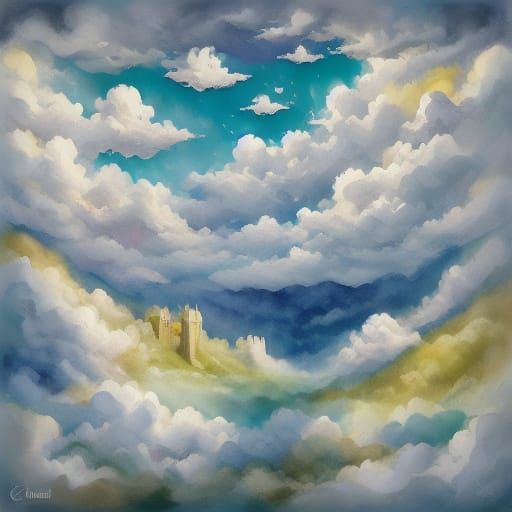 Westie Sleeping by Stormy Seascape Double Exposure