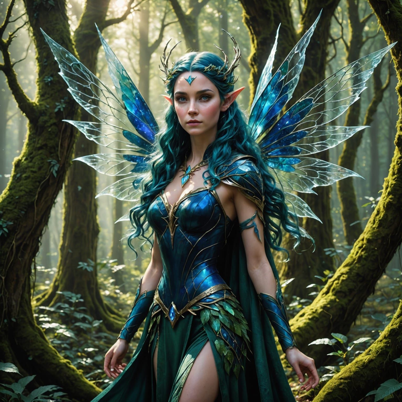 Elven Fairy in Forest: A Digital Matte Painting