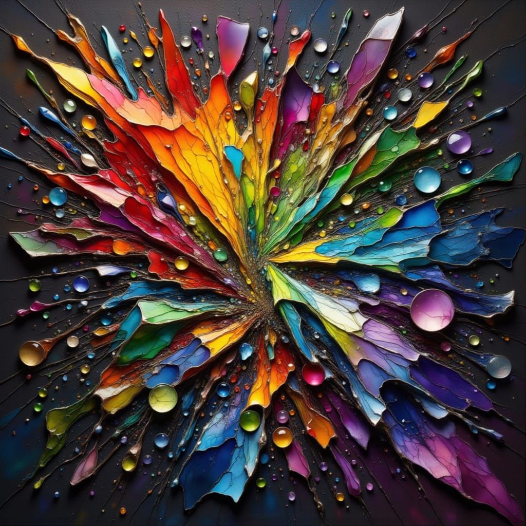 Abstract Prism Sculpture with Rainbow Light