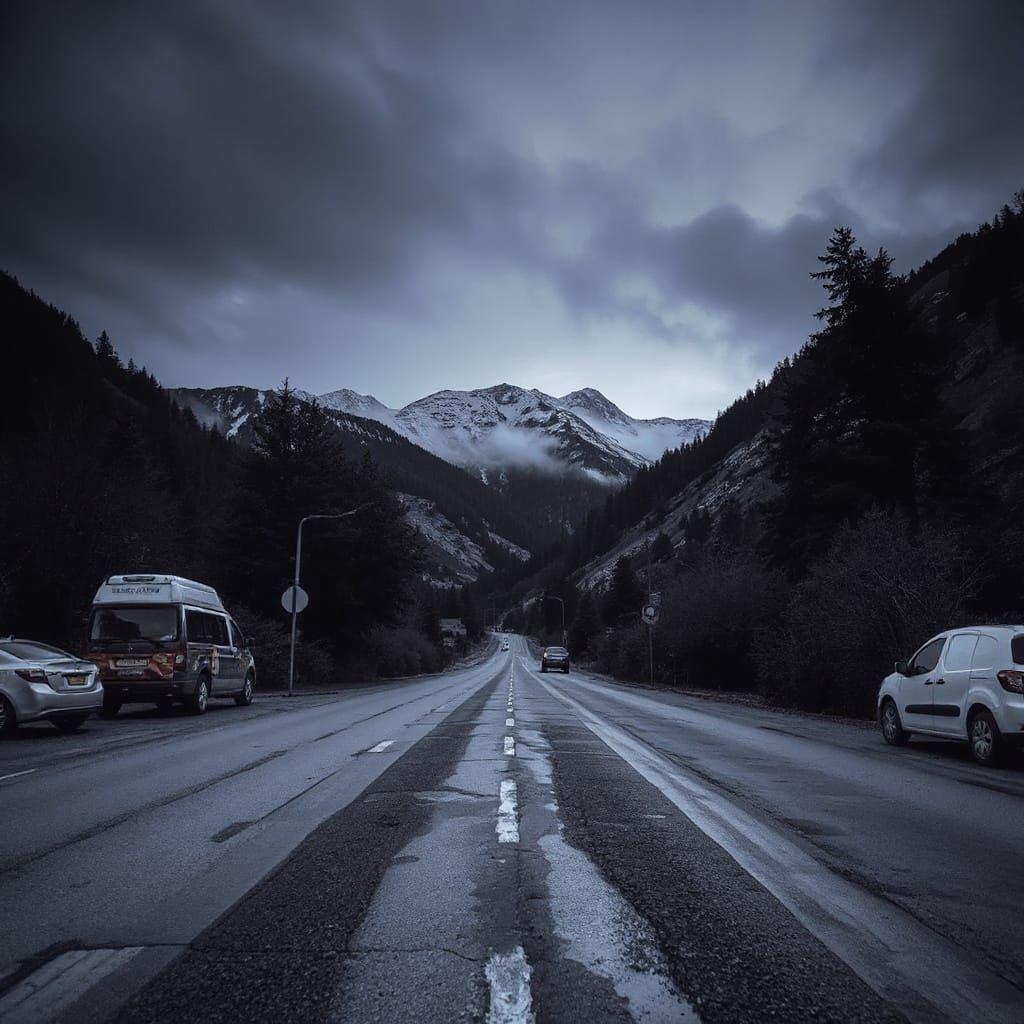 Double Exposure Winter Scene in Vibrant Colors