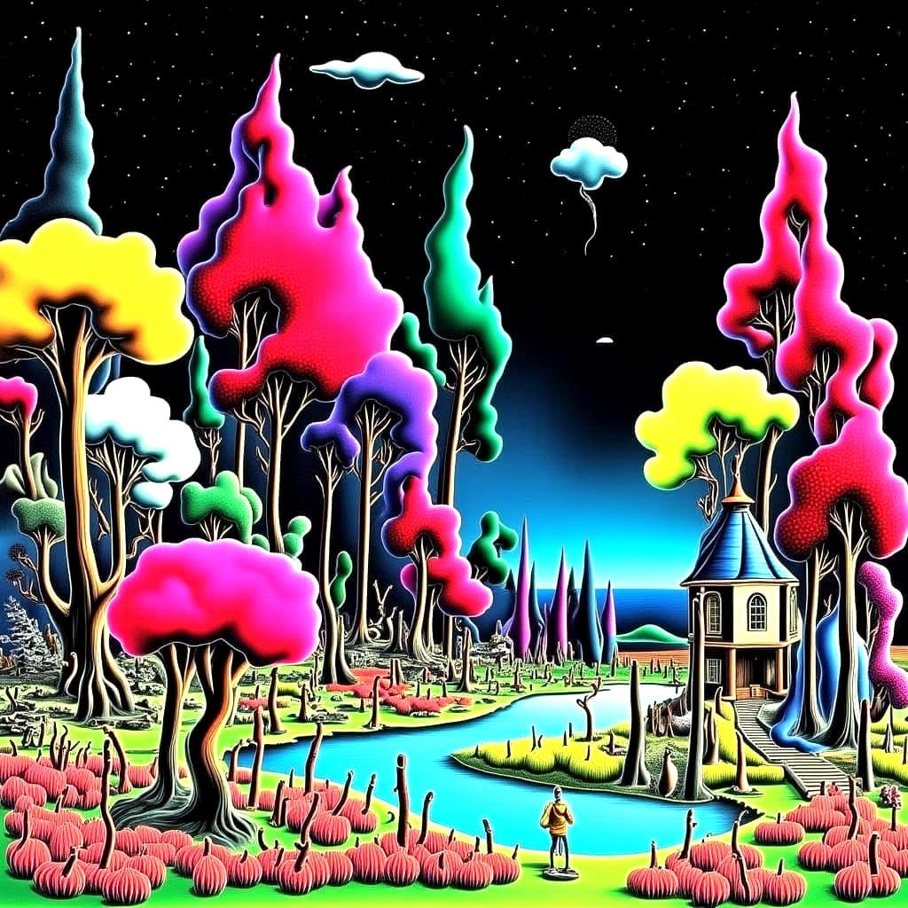 <lora:STRANGE WORLD:1.0> Surreal planet garden, Fantasy fair...