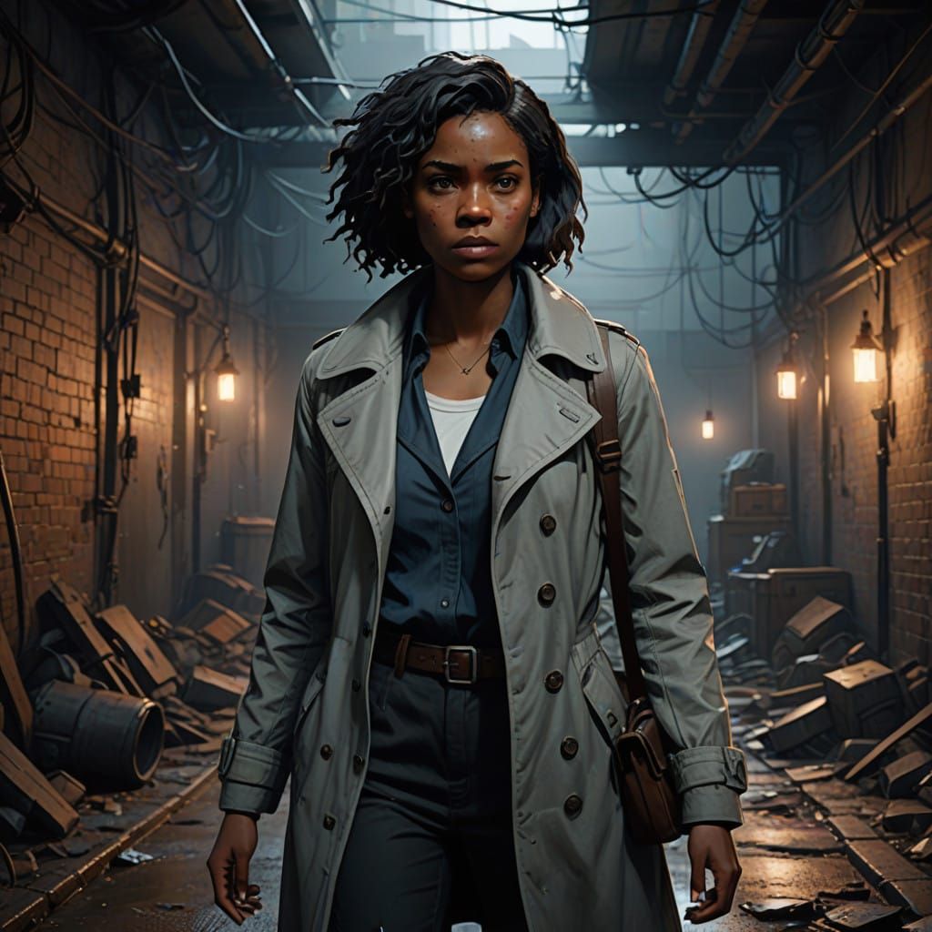 Determined Heroine in Abandoned Basement, in Detailed Matte ...