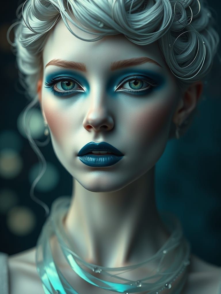 Ethereal Woman Portrait in Surreal Fashion Style