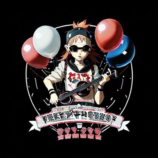 🎈✨️🎊♦️♥️♠️🧸🪅🧩🎱🎹🎺🪕🔈📀☢️☣️🔘🏳🚩 by artist "anime" F...