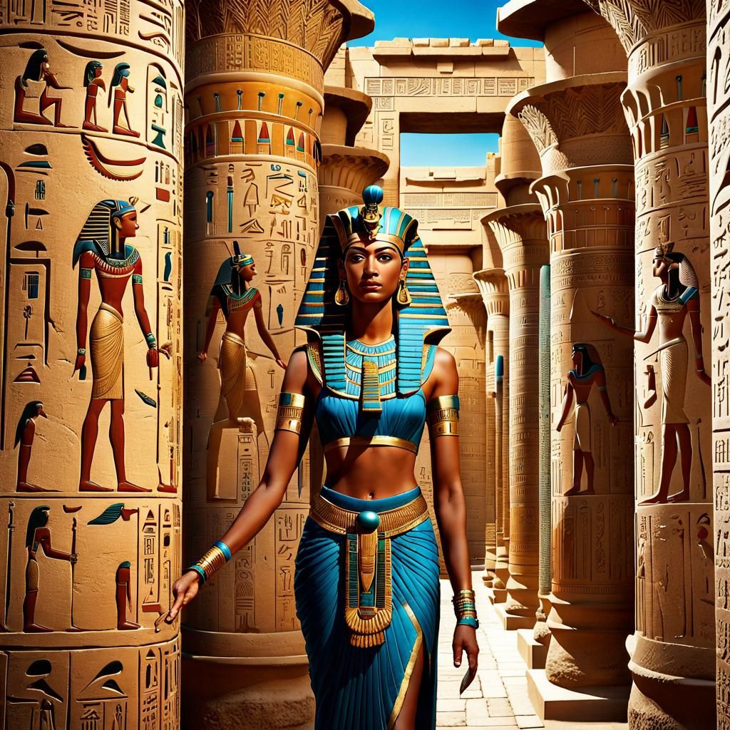 Ancient Egypt, Isis Goddess in her temple on Philae.