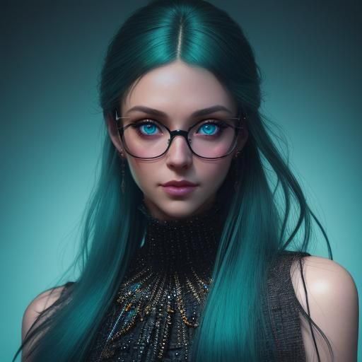 Woman in Mirrored Glasses: Hyper-Detailed Digital Photograph