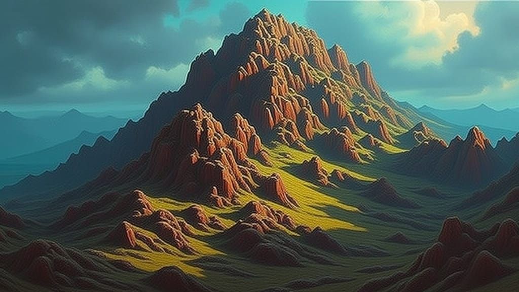 Abstract AI Landscape with Flowing Shapes