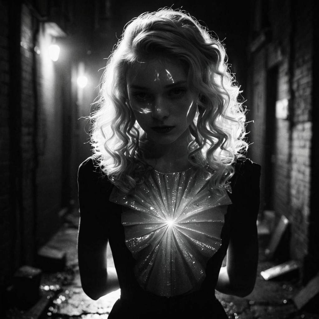 Film Noir Alleyway Scene in Black and White