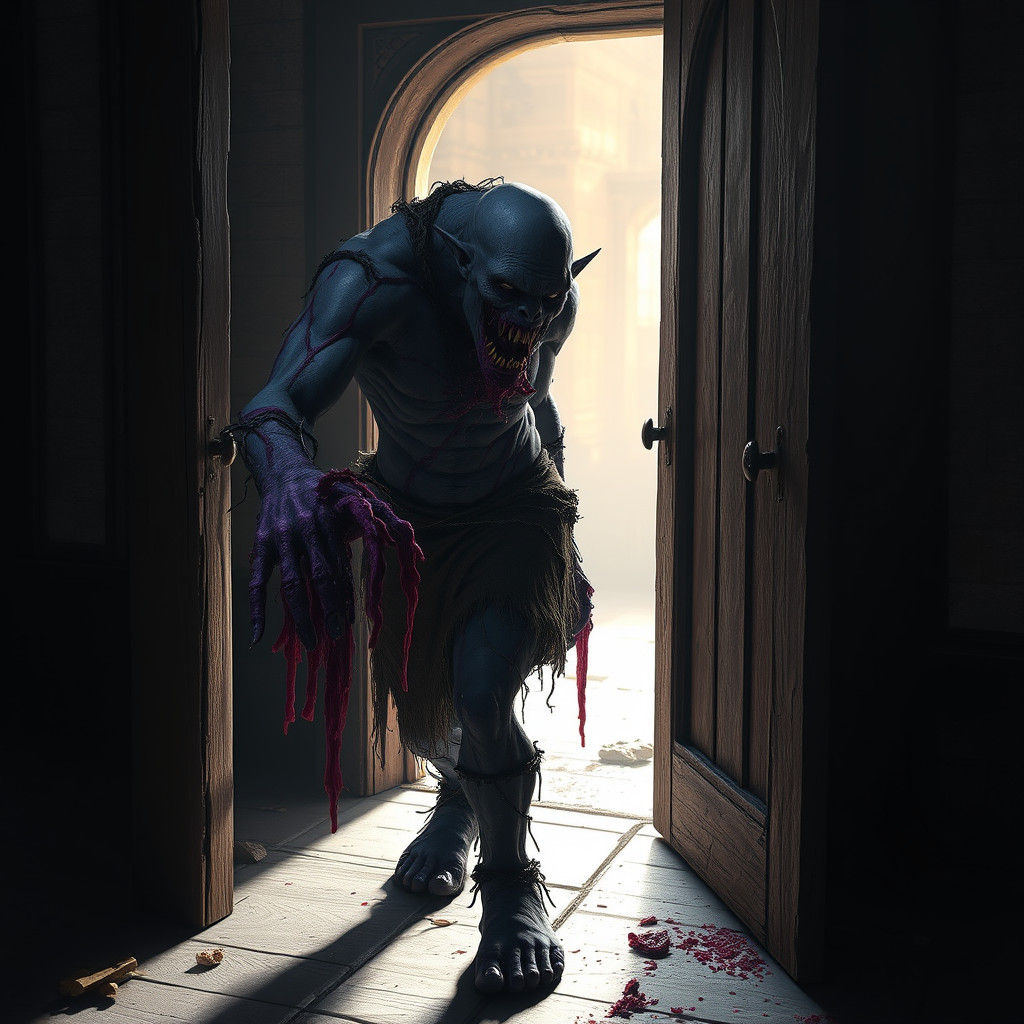 Ogre Zombie Breaks Through Door in Grim Style