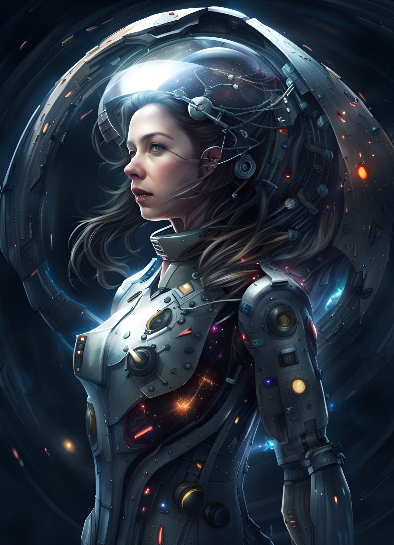 Broken Android Girl in Sci-Fi Illustration