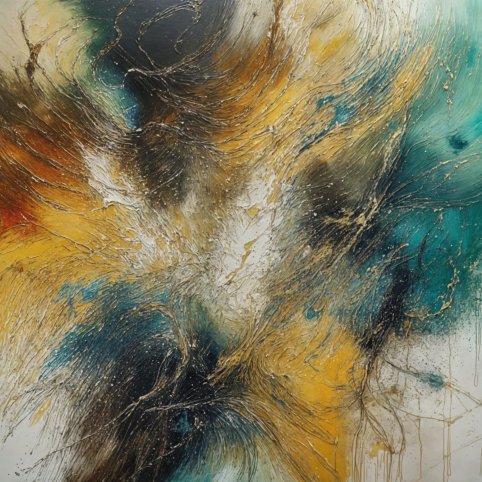 Abstract Drip Painting of Flowing Water Currents