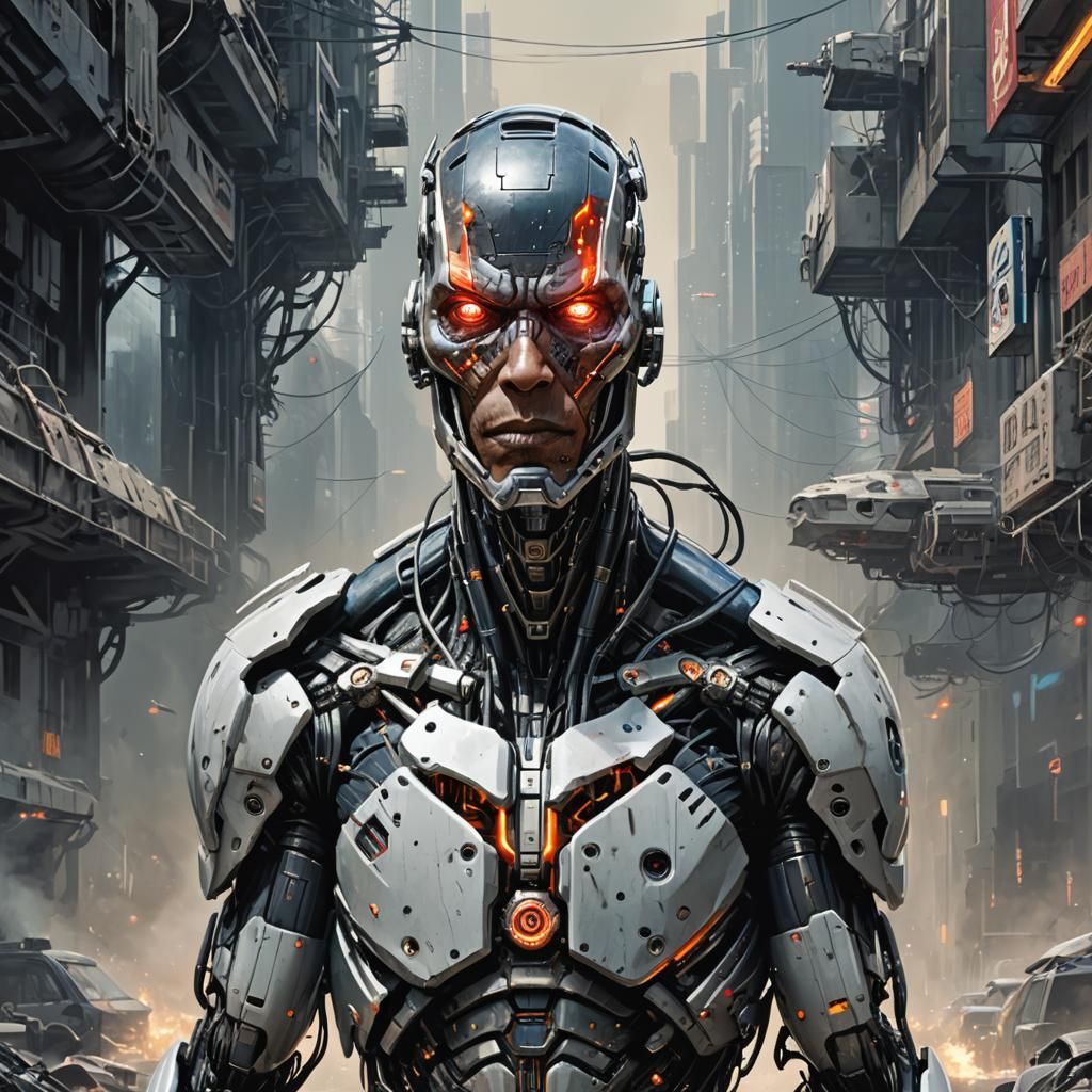 Sinister Cyborg from 2040 in Biopunk Style