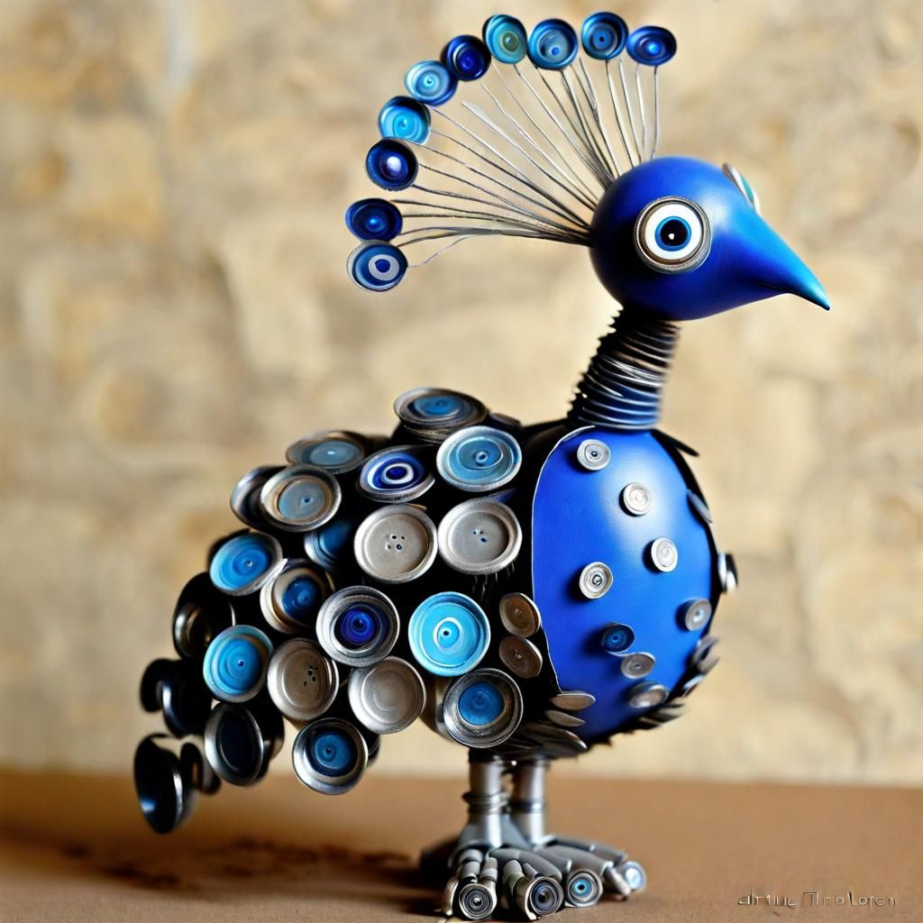 Peacock of Metal and bottle caps 1