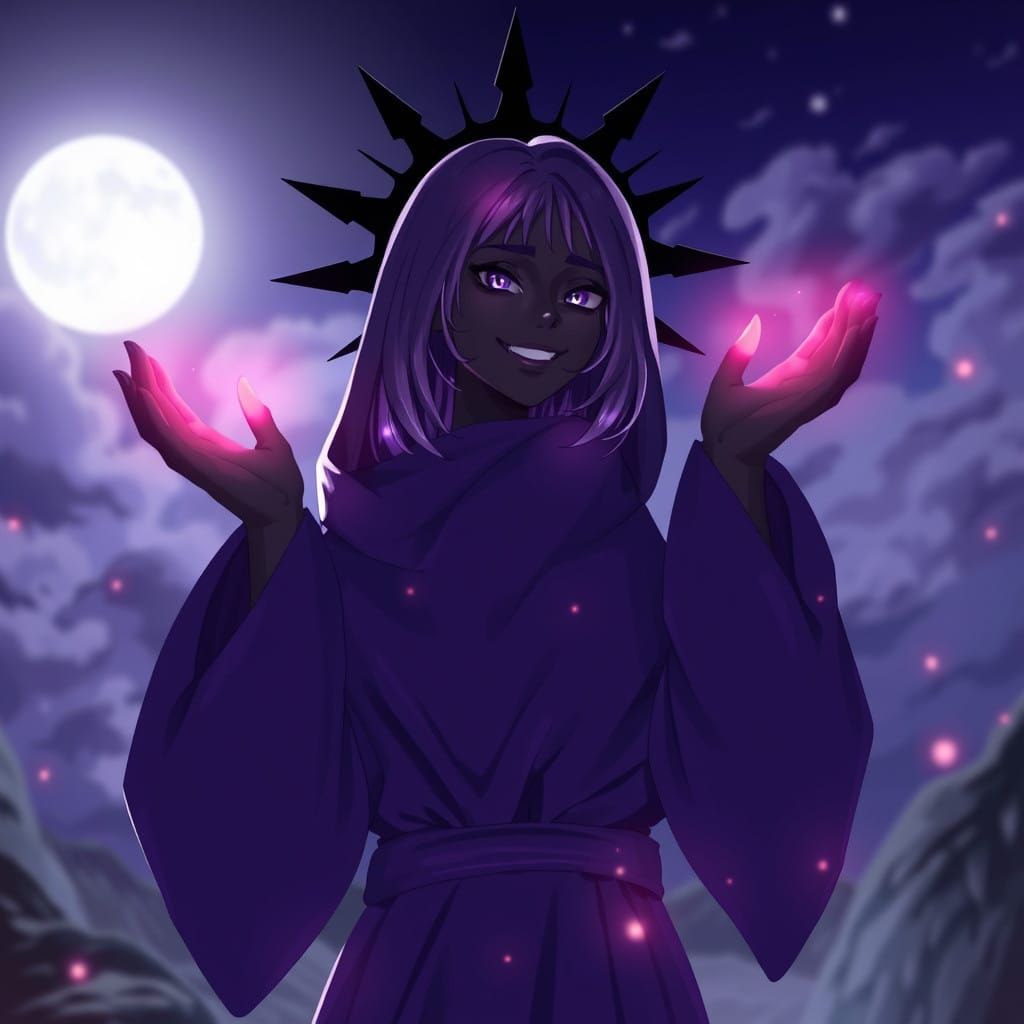 Surreal Purple Goddess with Cosmic Halo