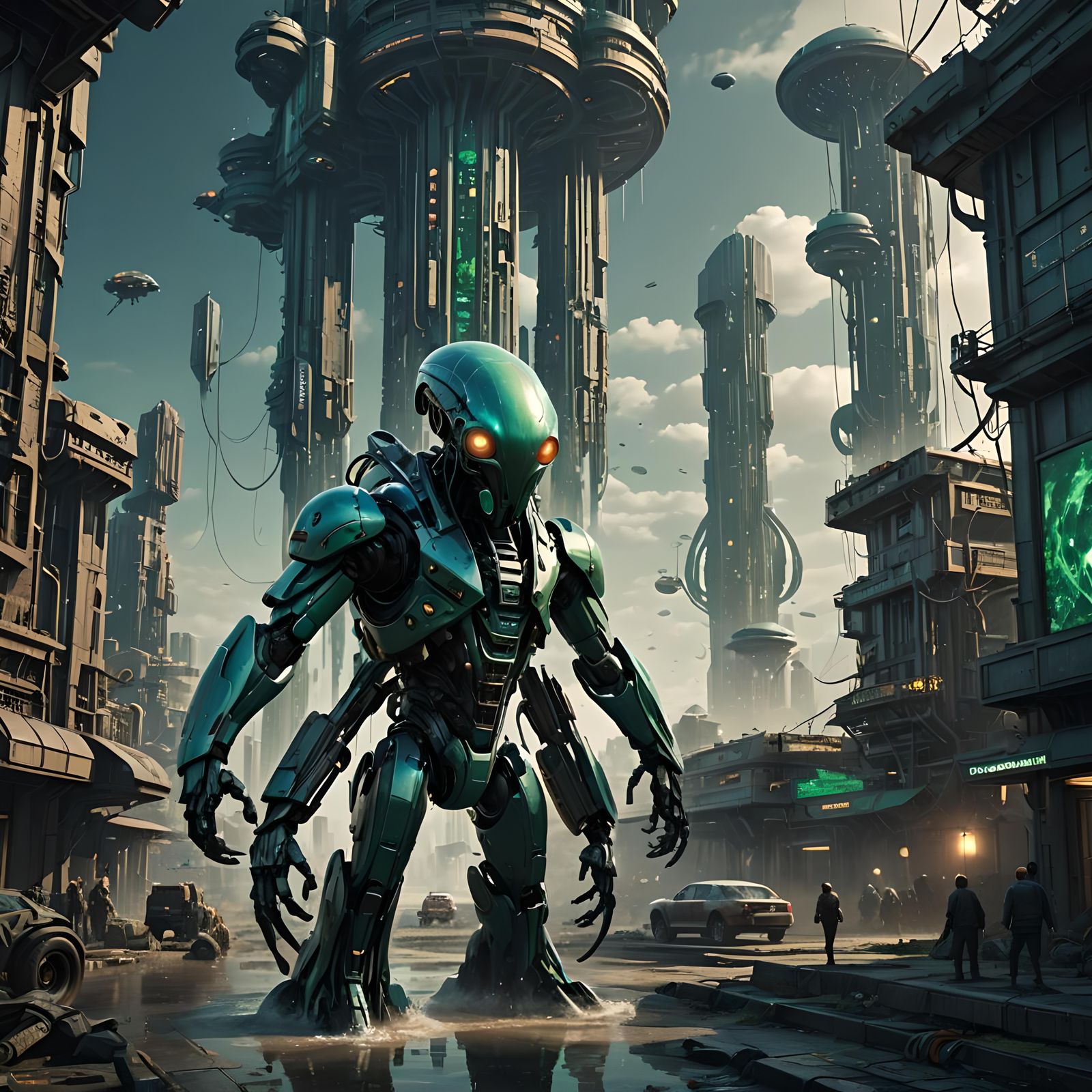 Sentinel: Autonomous Machine in Detailed Matte Painting