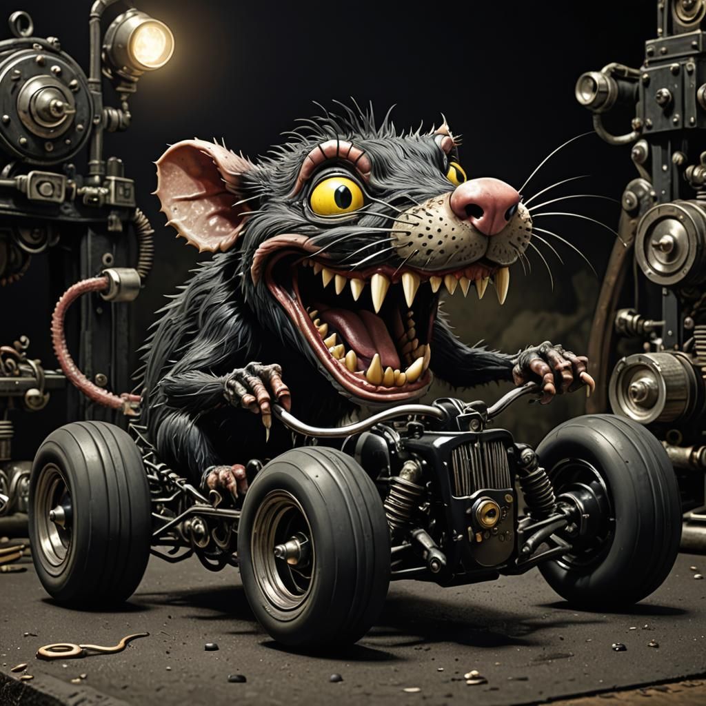 Ed Roth Style Ratfink Cartoon Rat