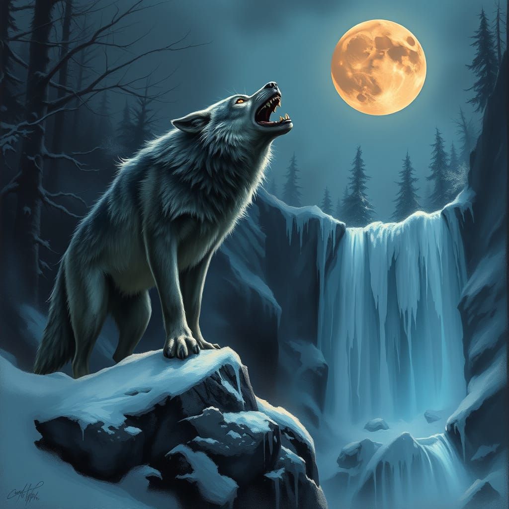Werewolf Howls Under the Crimson Blood Moon