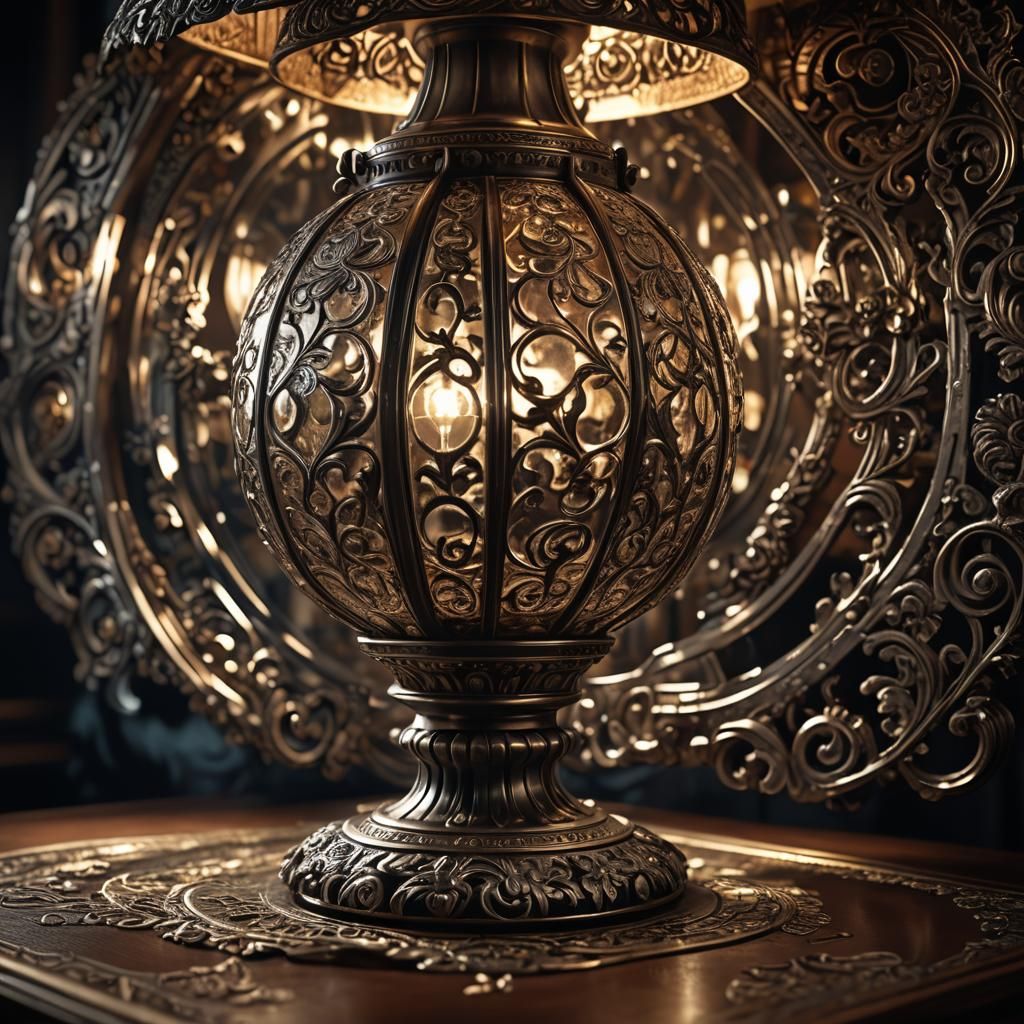 Opulent Unconventional Lamp in Hyperrealistic Digital Art