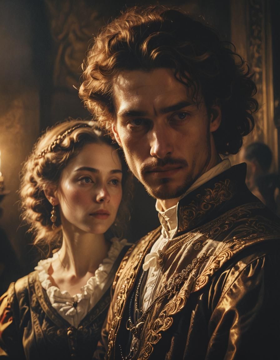 Baroque Portrait of Woman Behind Man