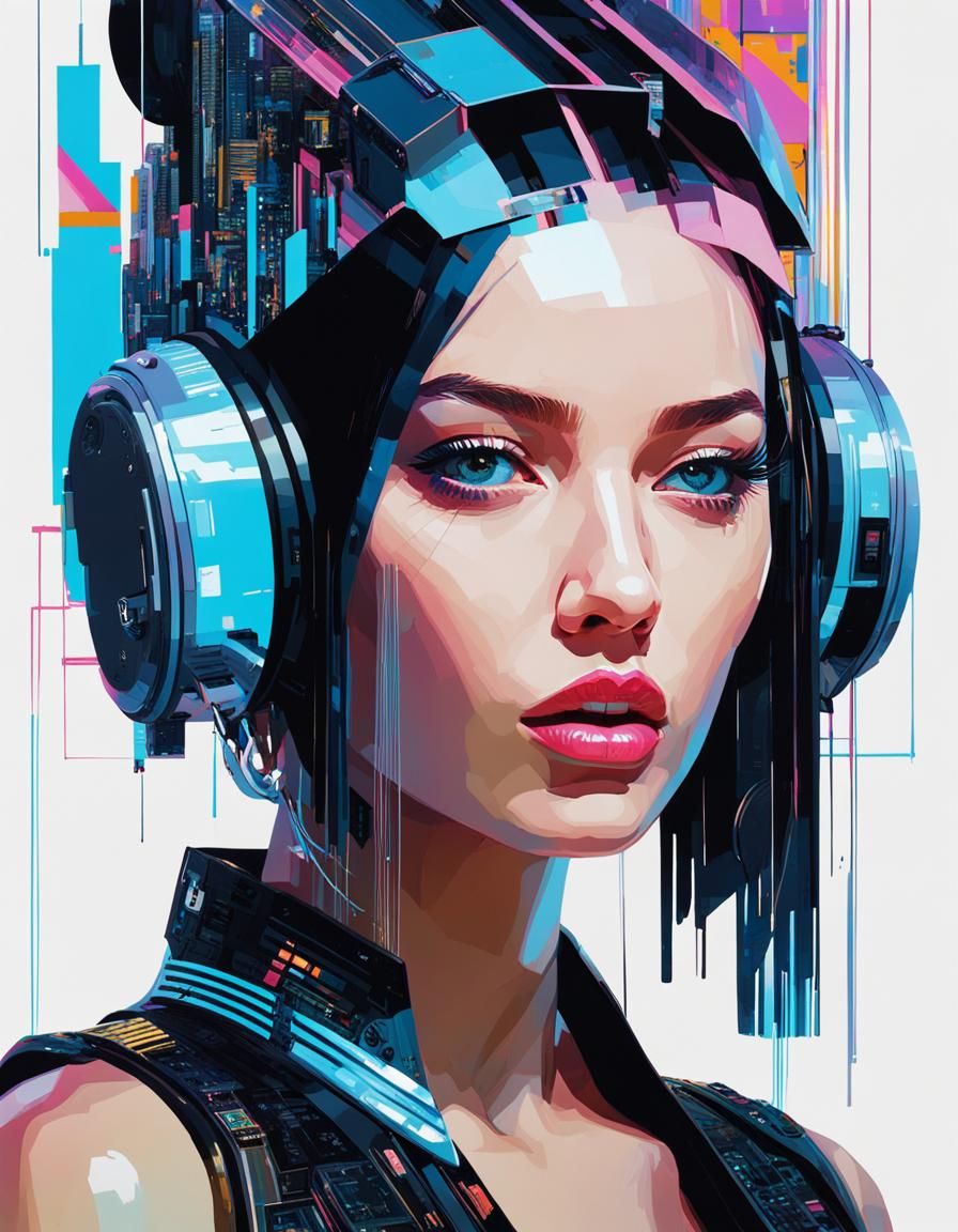 Cyberpunk Hologram: Glitch Art Portrait of Woman