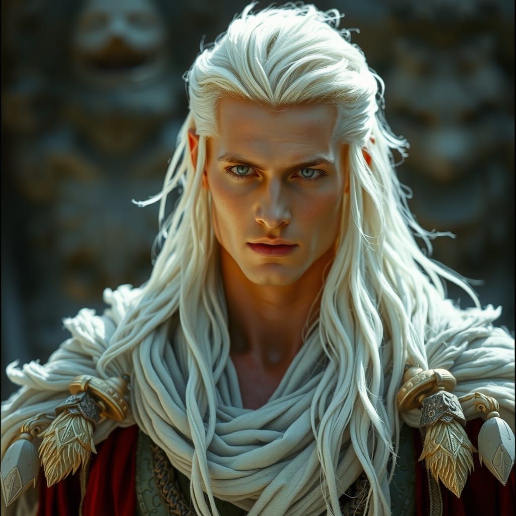 King of Light: Cinematic Film Still of a Handsome Ruler