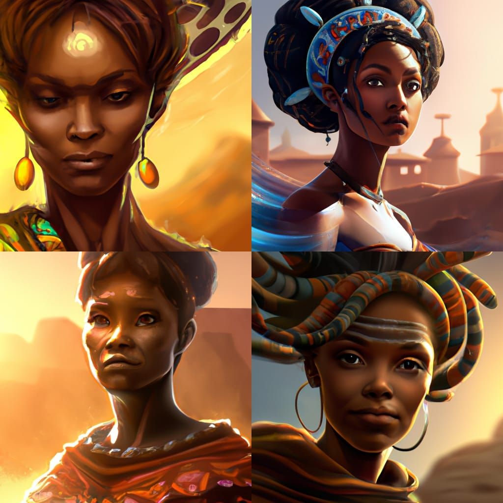 Beautiful African Woman Portrait, Hyperdetailed Art